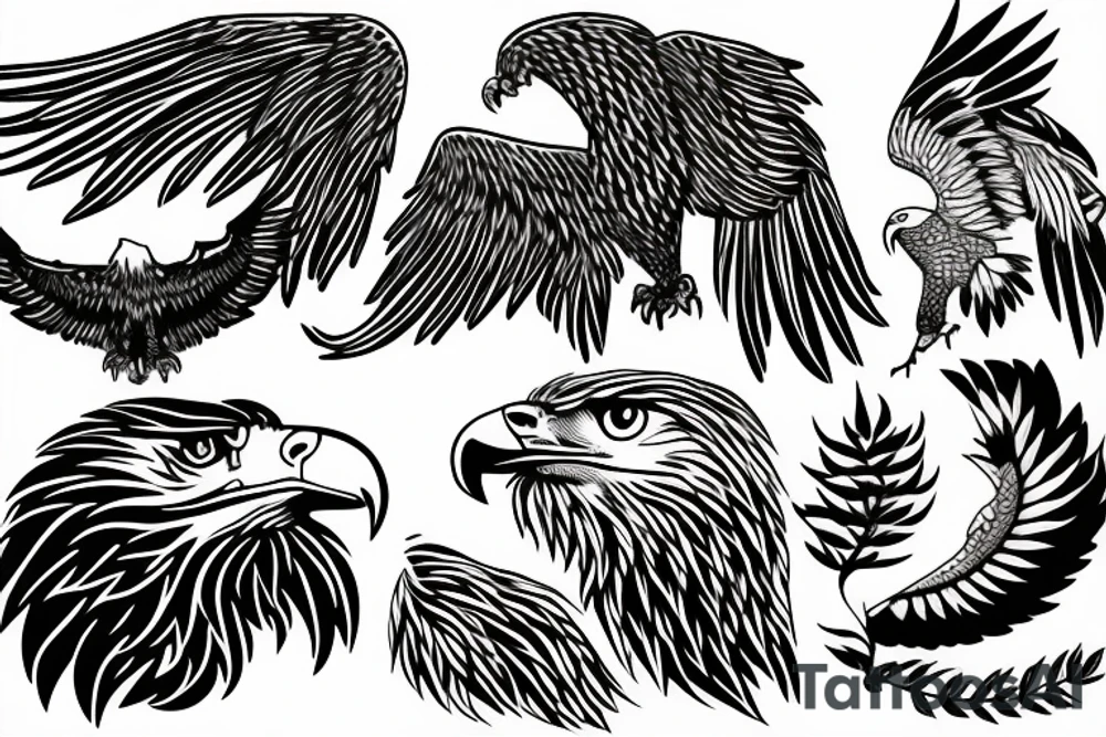 Fire with spirit animal as eagle with nature tattoo idea