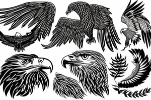 Fire with spirit animal as eagle with nature tattoo idea