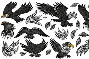 Fire with spirit animal as eagle with nature tattoo idea