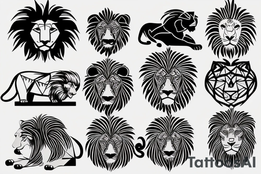 Lion, fire and the sun tattoo idea