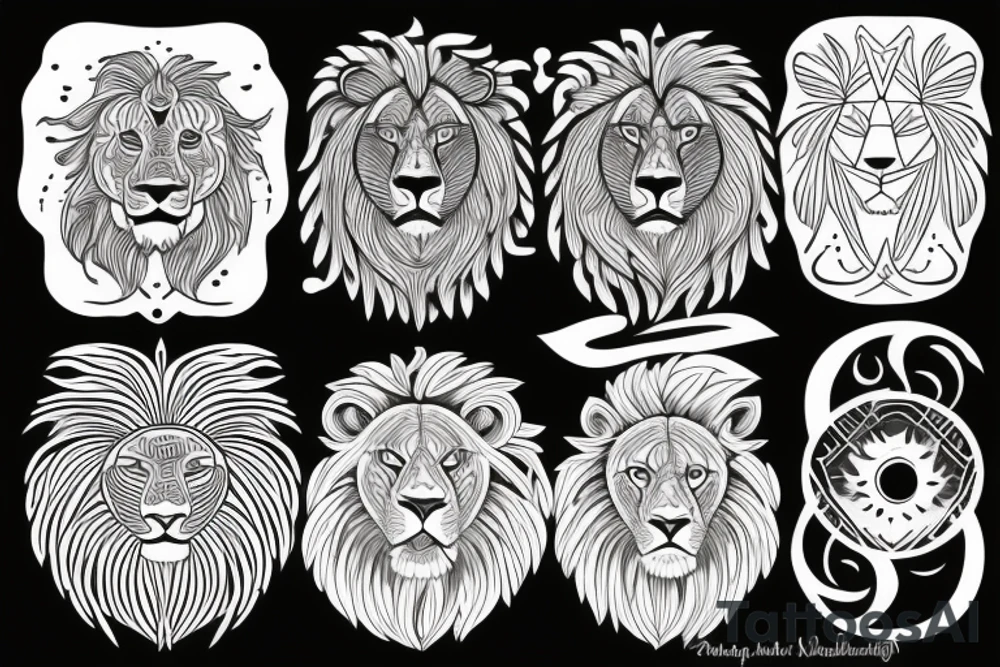 Lion, fire and the sun tattoo idea