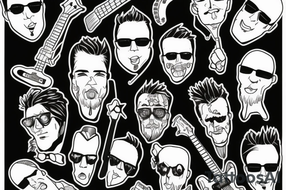 Men in black with guitar tattoo idea