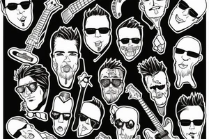 Men in black with guitar tattoo idea