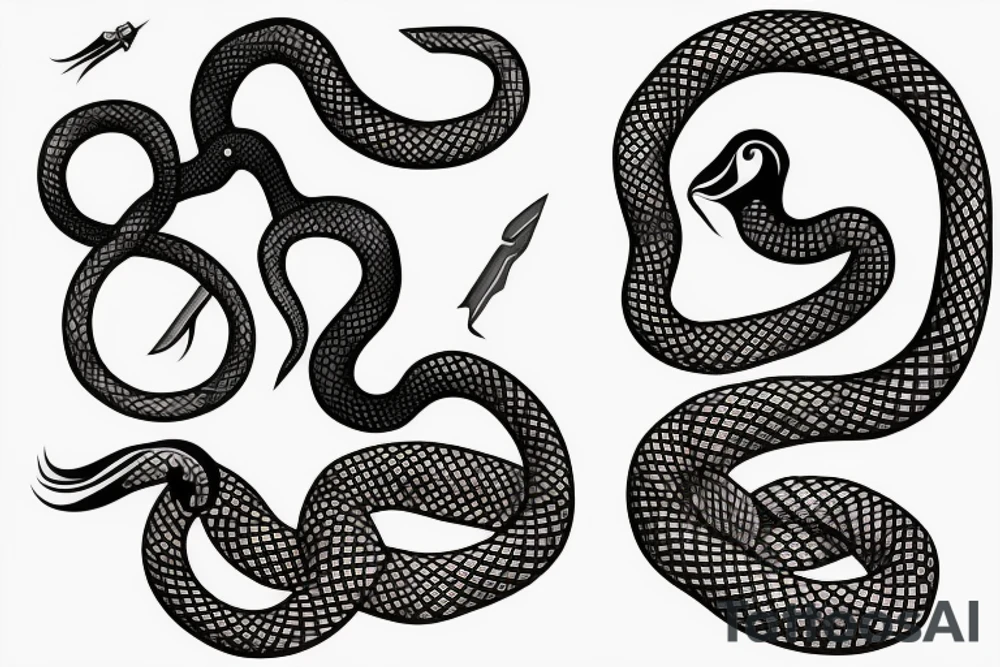 snake wrapped around knife tattoo idea