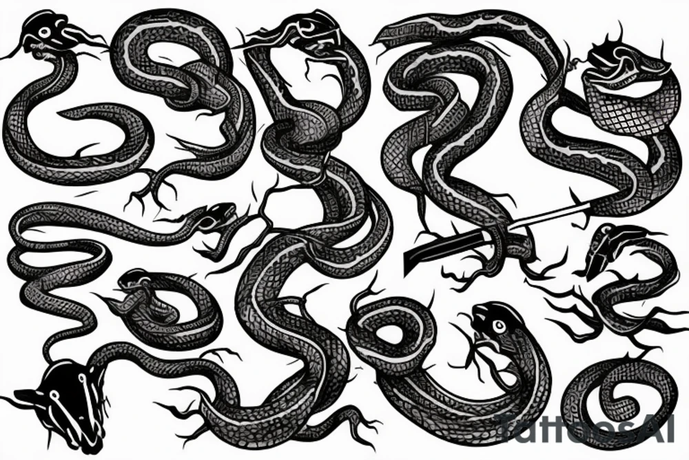 snake wrapped around knife tattoo idea