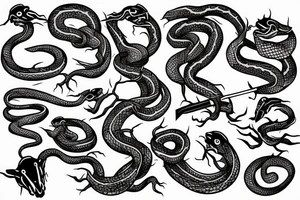 snake wrapped around knife tattoo idea