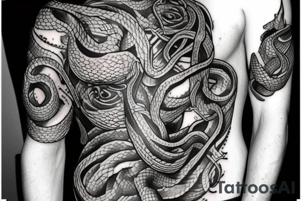 snake wrapped around knife tattoo idea