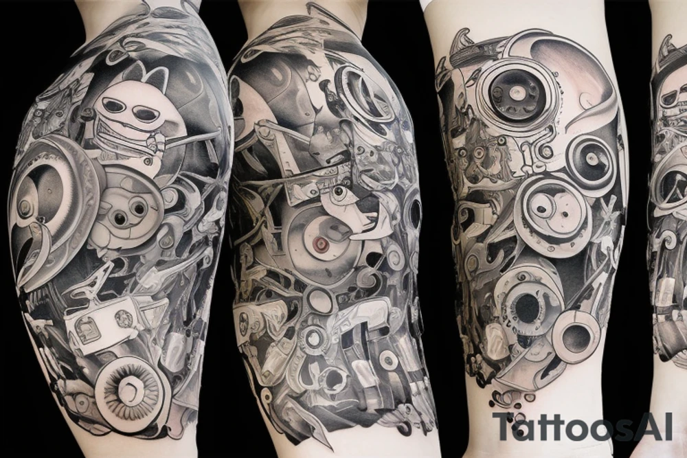 cat an robots tattoo idea