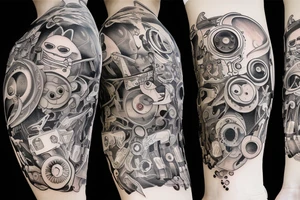 cat an robots tattoo idea