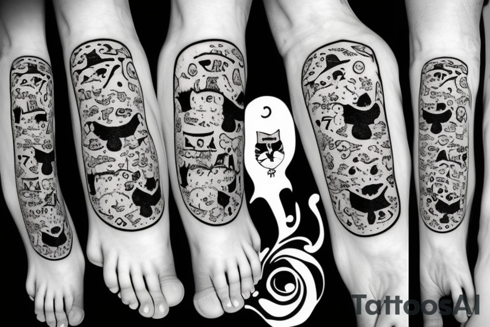 a cat with a hat on the feet tattoo idea