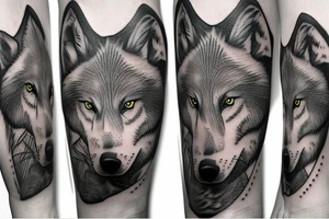 Pointalist tattoo of a wolf tattoo idea