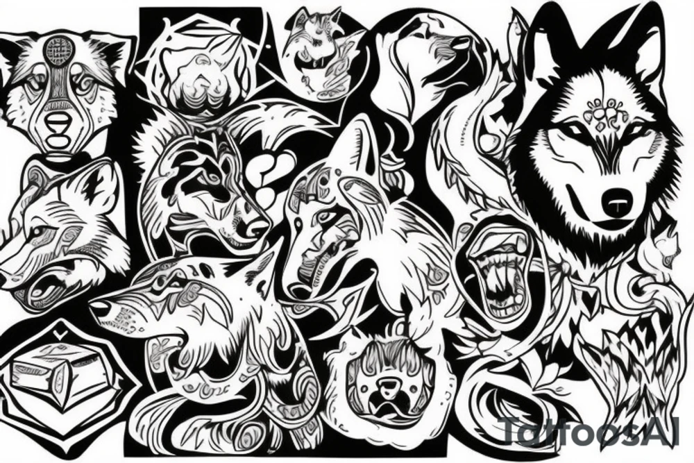 tattoo of a wolf devouring tattoo idea