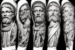 images of Socrates, Marcus Aurelius, and Leonardo Da Vinci tattoo idea