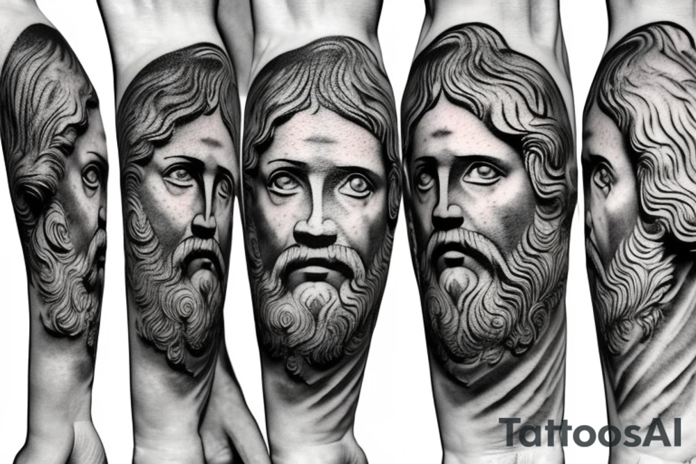 images of Socrates, Marcus Aurelius, and Leonardo Da Vinci tattoo idea