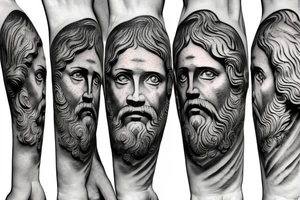 images of Socrates, Marcus Aurelius, and Leonardo Da Vinci tattoo idea