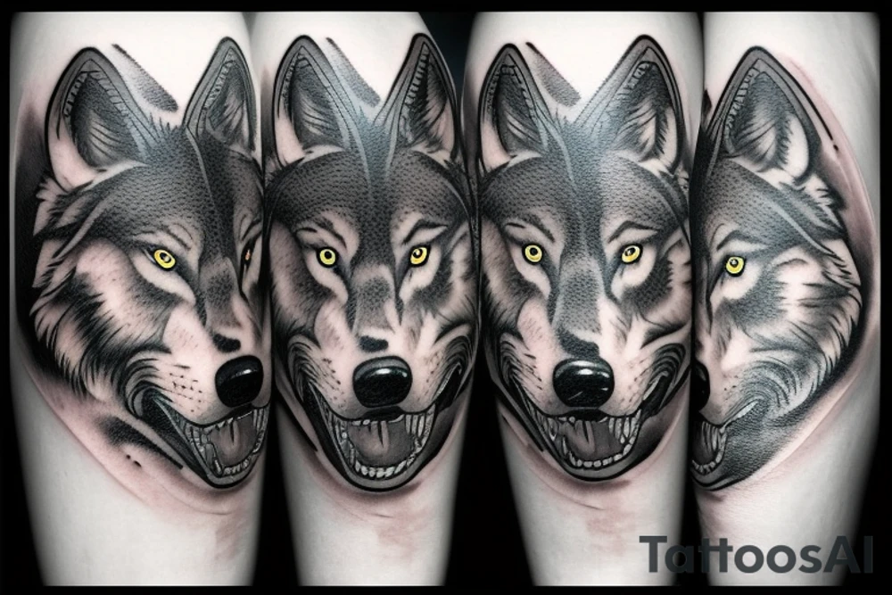 tattoo of a wolf devouring a carcass tattoo idea
