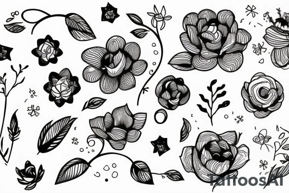 flowers space simple line tattoo idea