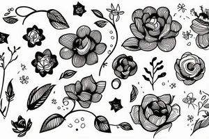 flowers space simple line tattoo idea