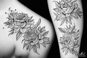 flowers space simple line tattoo idea