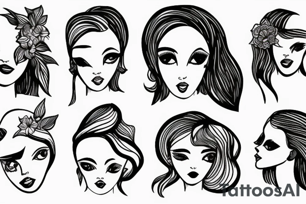 Women profile flowers space simple line tattoo idea