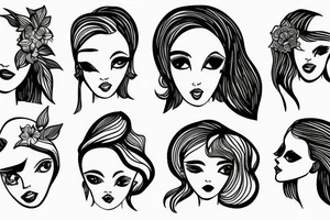 Women profile flowers space simple line tattoo idea