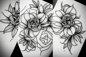 Women profile flowers space simple line tattoo idea