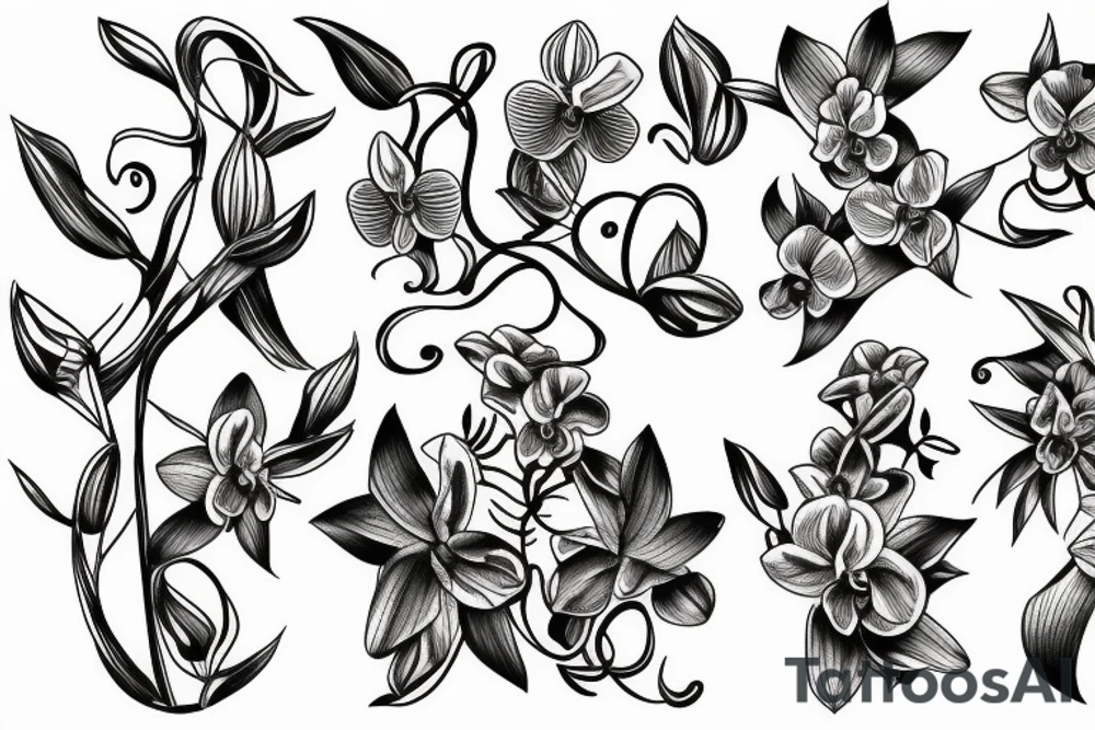 Orchid and vines tattoo idea