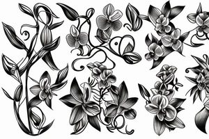 Orchid and vines tattoo idea