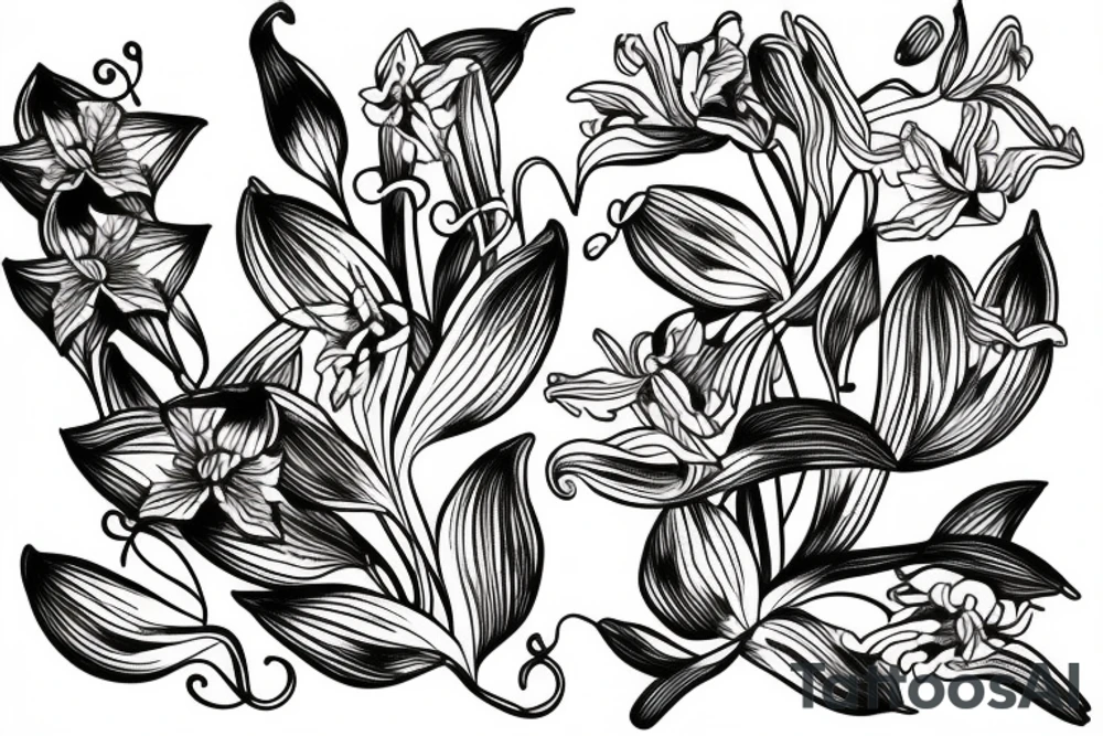 Orchid and lilies vines tattoo idea
