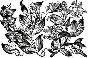 Orchid and lilies vines tattoo idea