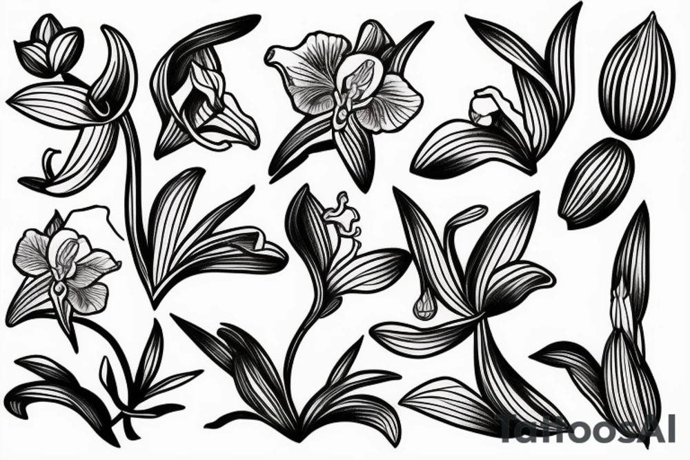 Orchid and lilies vines tattoo idea