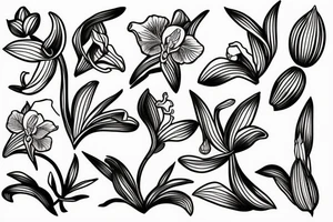 Orchid and lilies vines tattoo idea