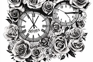 can you put zues flowers with a clock set to 6 in the morning with the words El Que Merece No Pide tattoo idea