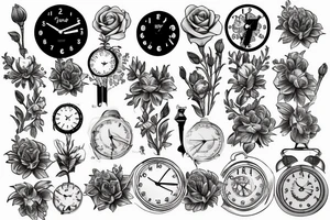 can you put zues flowers with a clock set to 6 in the morning with the words El Que Merece No Pide tattoo idea