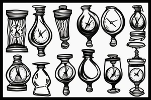 Hourglass that is clean and pristine up the top but broken and barbed wire down the bottom tattoo idea