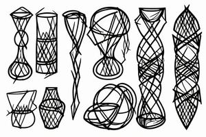 Hourglass that is clean and pristine up the top but broken and barbed wire down the bottom tattoo idea