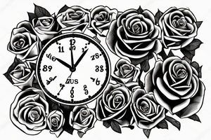 can you put zues at the yop under  roses surronding a clock with the time set to  6 o clock and the under the qutoe"El que merece no pide"- Papa tattoo idea
