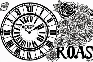 can you put zues at the yop under  roses surronding a clock with the time set to  6 o clock and the under the qutoe"El que merece no pide"- Papa tattoo idea