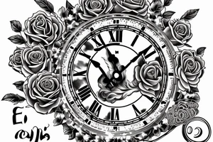 can you put Zeus at the top under  roses surrounding a clock with the time set to  6 o clock and the under the quote "El que merece no pide"- Papa tattoo idea