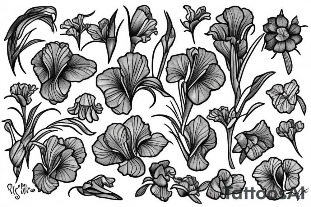 Iris flowers tattoo idea