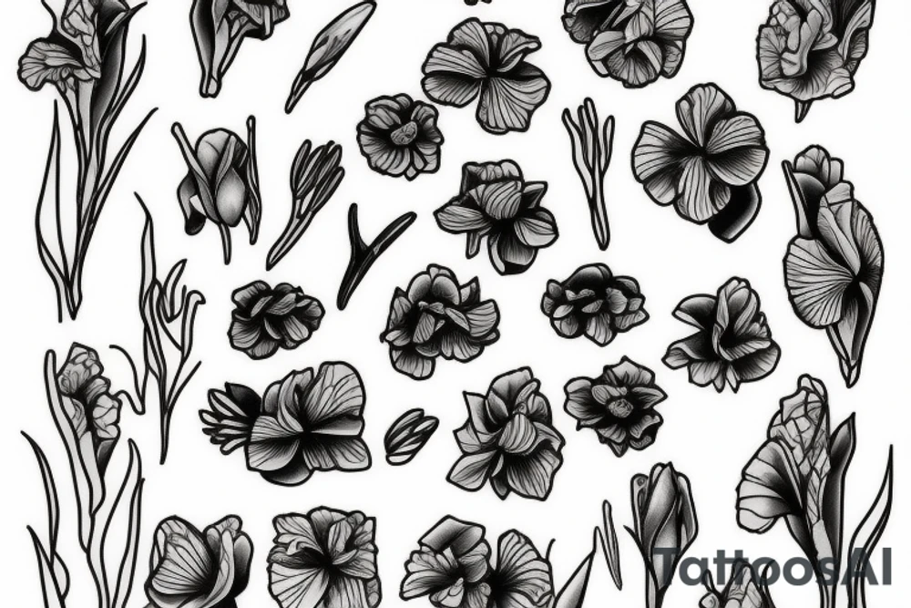 Iris flowers tattoo idea