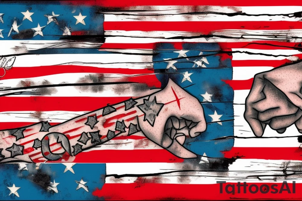 Ripped skin american flag tattoo idea