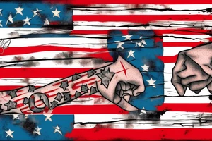 Ripped skin american flag tattoo idea