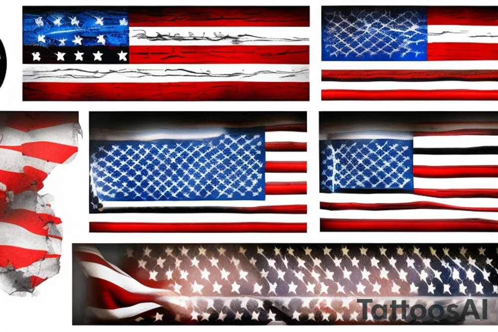 Ripped skin american flag tattoo idea