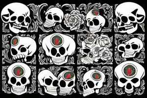 Mexican flag, skull, cholo tattoo idea