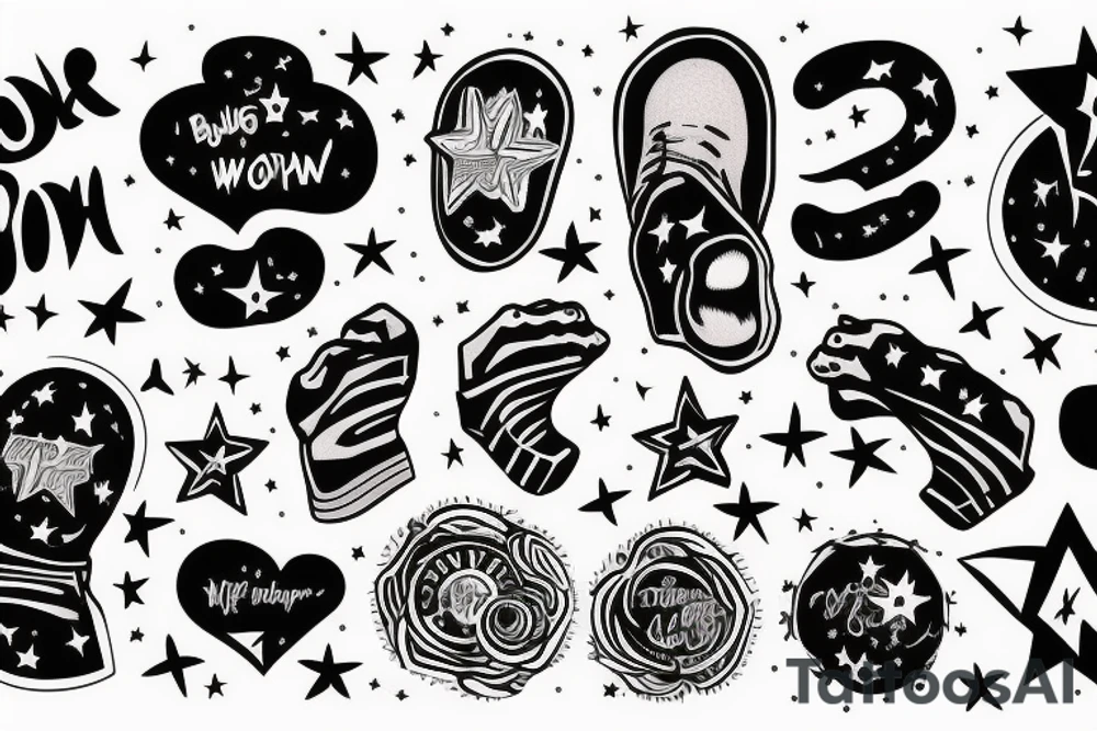 Black man standing on top of the world reaching for stars tattoo idea