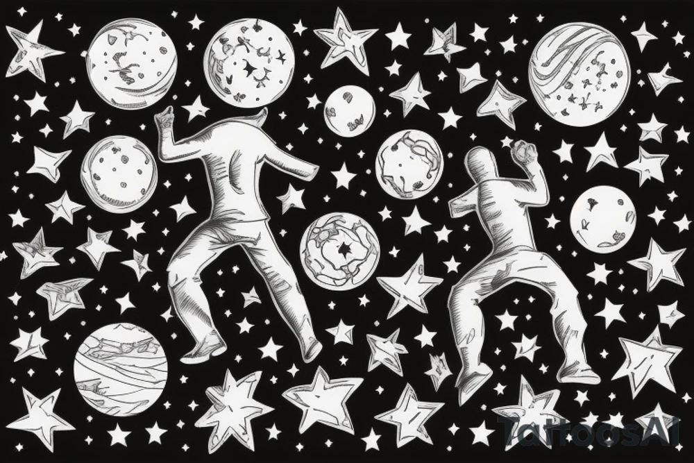 Man standing on top of world reaching for stars tattoo idea