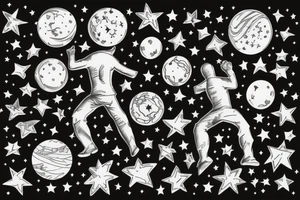 Man standing on top of world reaching for stars tattoo idea