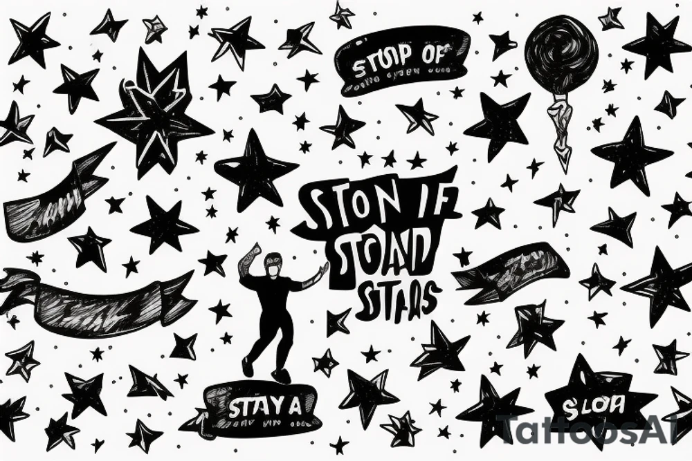 Man standing on top of world reaching for stars tattoo idea