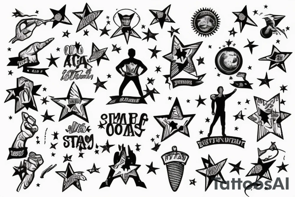 Man standing on top of world reaching for stars tattoo idea